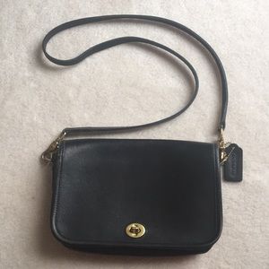 Vintage Small black leather Coach purse